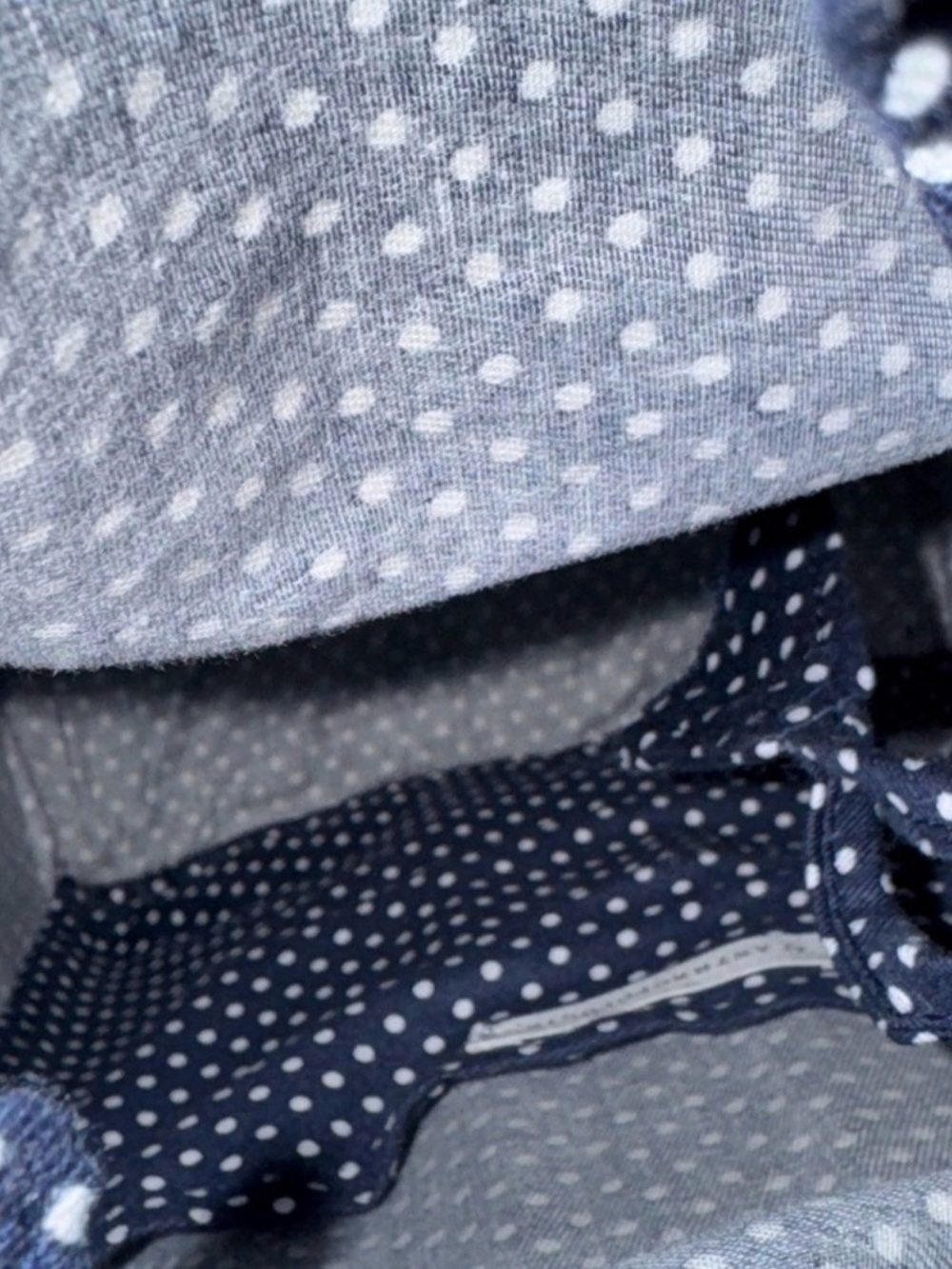 Anthropologie Bali Woven Rattan Tote Bag Navy Polka Dot Lining NWOT Straw - Picture 5 of 6